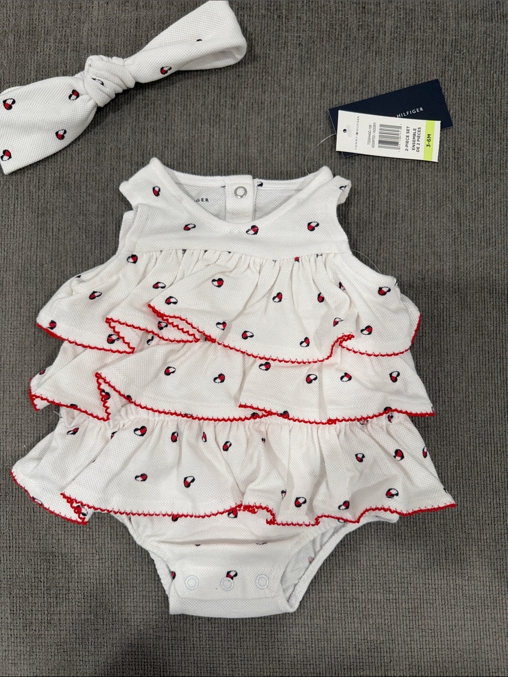 Tommy Hilfiger White Baby Ruffle Onesie 3-6 month